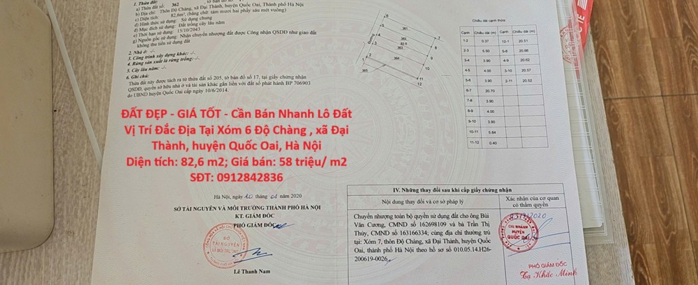 ĐẤT ĐẸP - GIÁ TỐT - Cần Bán Nhanh Lô Đất Vị Trí Đắc Địa Tại xã Đại Thành, huyện Quốc Oai, Hà Nội ĐẤT ĐẸP - GIÁ TỐT - Cần Bán Nhanh Lô Đất Vị Trí Đắc Địa Tại xã Đại Thành, huyện Quốc Oai, Hà Nội