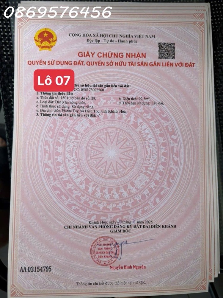 MỞ BÁN ĐẤT NỀN PHÂN LÔ GIÁ ĐẦU TƯ TẠI KHÁNH HOÀ