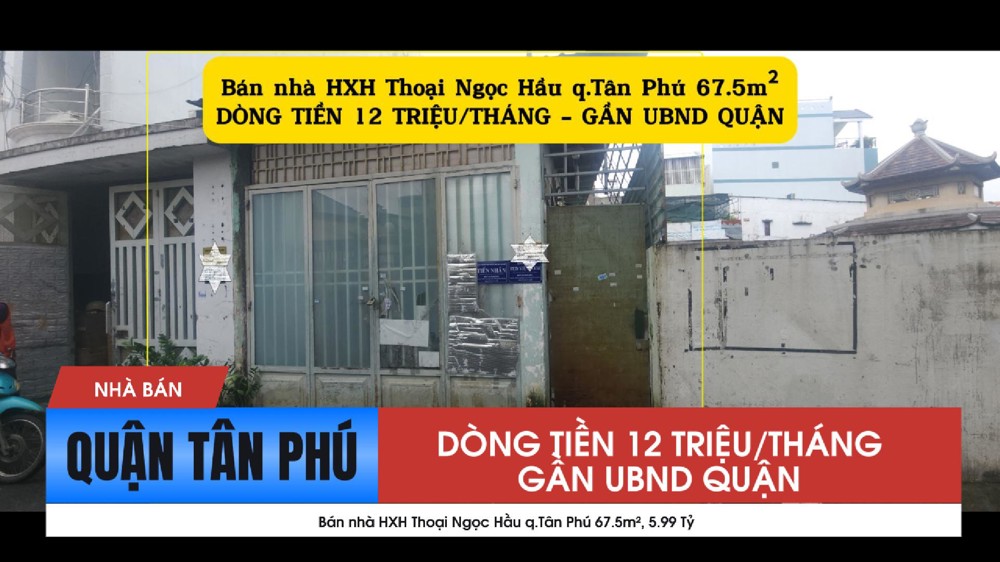 Bán nhà HXH Thoại Ngọc Hầu q.Tân Phú 67.5m², 5.99 Tỷ - DÒNG TIỀN 12TRIỆU/THÁNG Bán nhà HXH Thoại Ngọc Hầu q.Tân Phú 67.5m², 5.99 Tỷ - DÒNG TIỀN 12TRIỆU/THÁNG