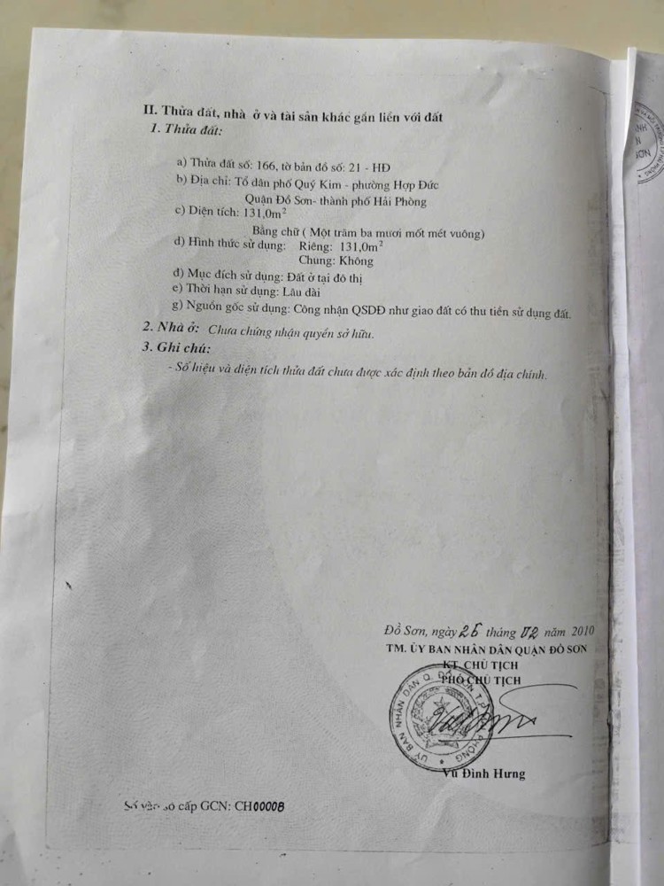 Lô đất 131m² giá chỉ 12,x tr/m² – trung tâm Quý Kim, Hợp Đức, Đồ Sơn! ZALO 0567 222 555