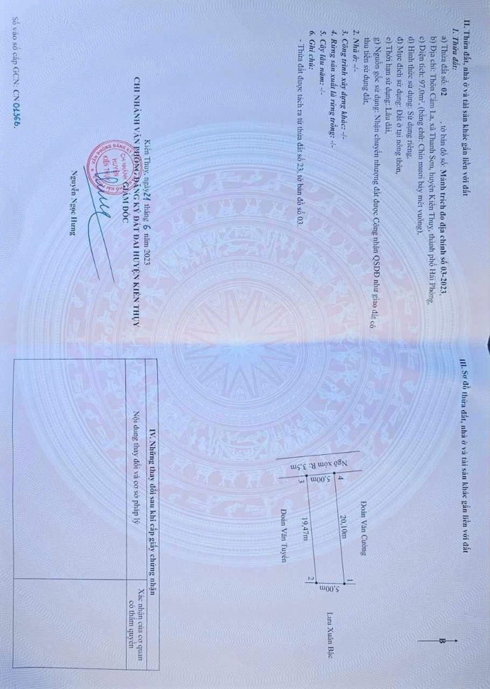 Lô đất 95,5m² mặt đường nhựa 9m – trung tâm Thanh Sơn, Kiến Thụy, giá chỉ 2,3xx tỷ! ZALO 0567 222