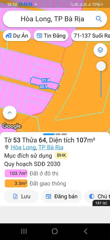 La2 trục chính qh đường lớn thông từ tuyến tránh ql56 qua kcn sonadezi