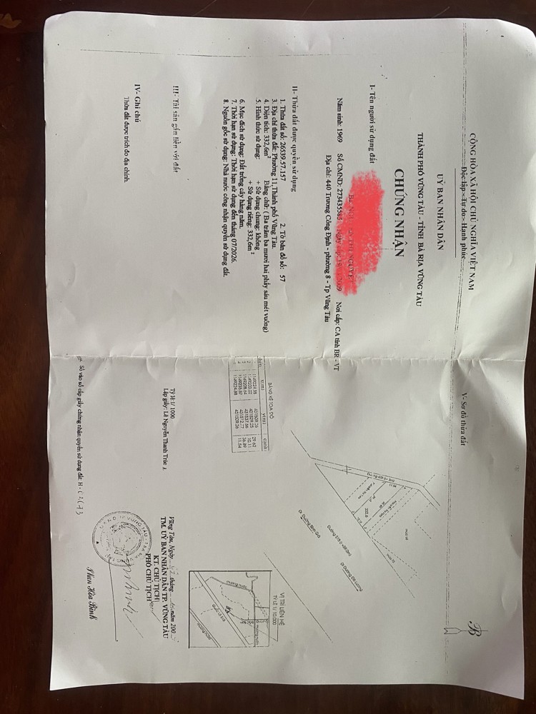 Chủ cần bán gấp lô đất mặt tiền 2/9 , đối diện gần bệnh viện mới Vũng tàu  

  -Diện tích :10 *32