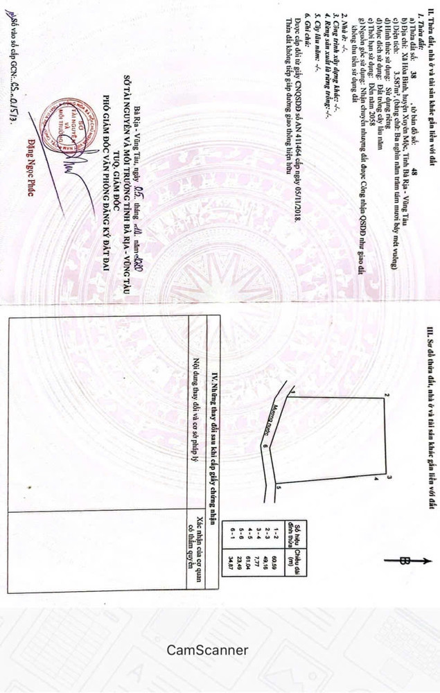 Diện tích 25400m2 đất tại Hoà Bình, Xuyên Mộc , BRVT