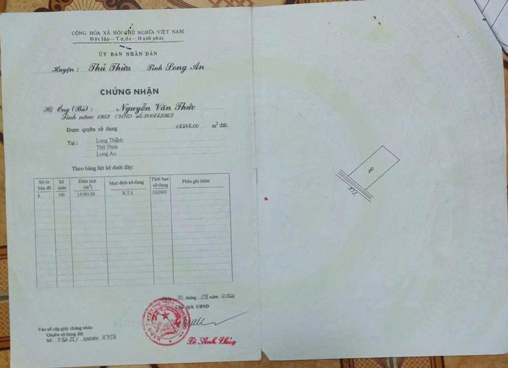 Tôi Chính Chủ Cần Bán 14000m2(1 mẫu 4) Đất Xã Long Thạnh, Thủ Thừa, Long An