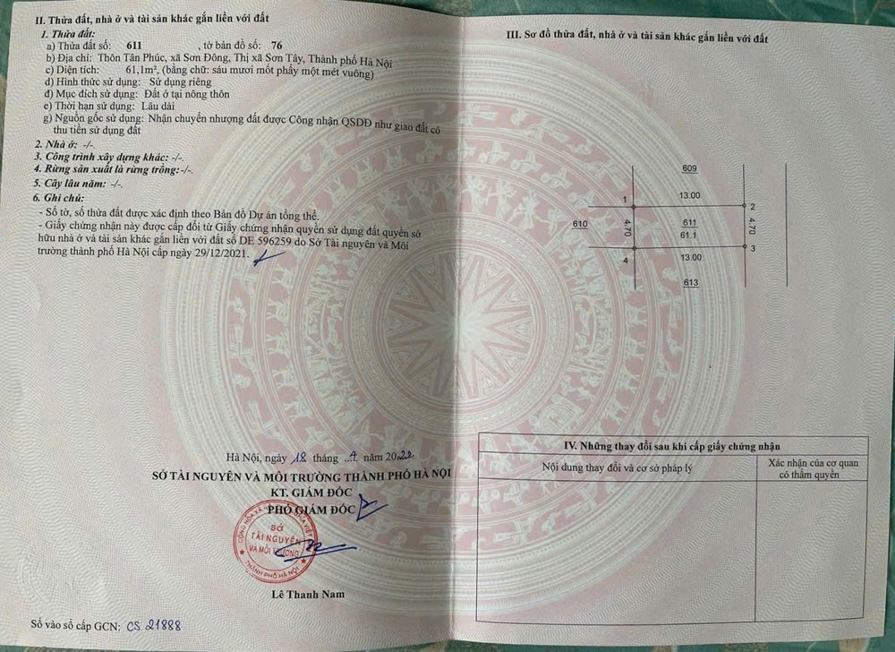 61M ĐẤT NẰM SÁT HỒ ĐỒNG MÔ, QL21, TRƯỜNG LỤC QUÂN, TẠI SƠN ĐỒNG - SƠN TÂY - HÀ NỘI