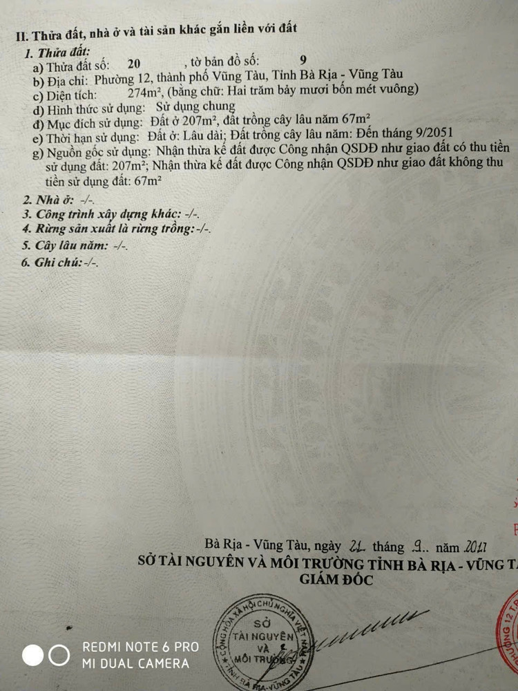 Chủ bán nhà cấp 4 và đất 2 mặt tiền đường 30/4, phường Phước thắng, TP Hồ Chí Minh,