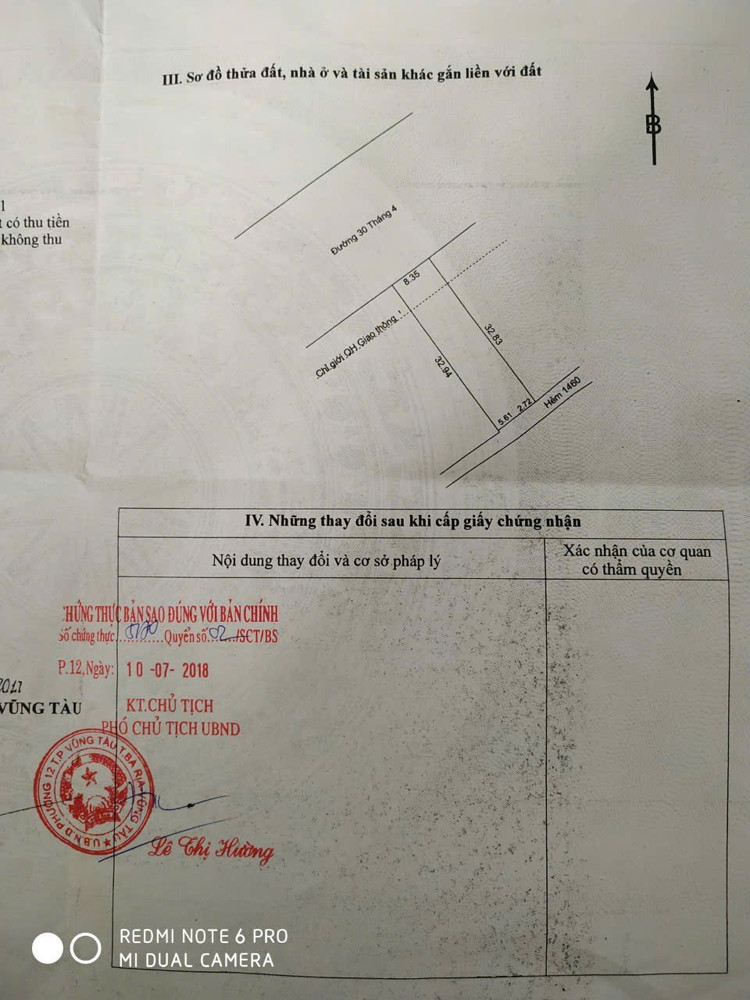 Chủ bán nhà cấp 4 và đất 2 mặt tiền đường 30/4, phường Phước thắng, TP Hồ Chí Minh,