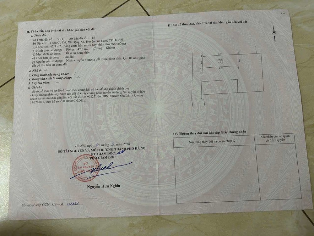 BÁN ĐẤT MẶT HỒ ĐẶNG XÁ, 48 M2 GIÁ 4.8 TỶ, LH 0985865658