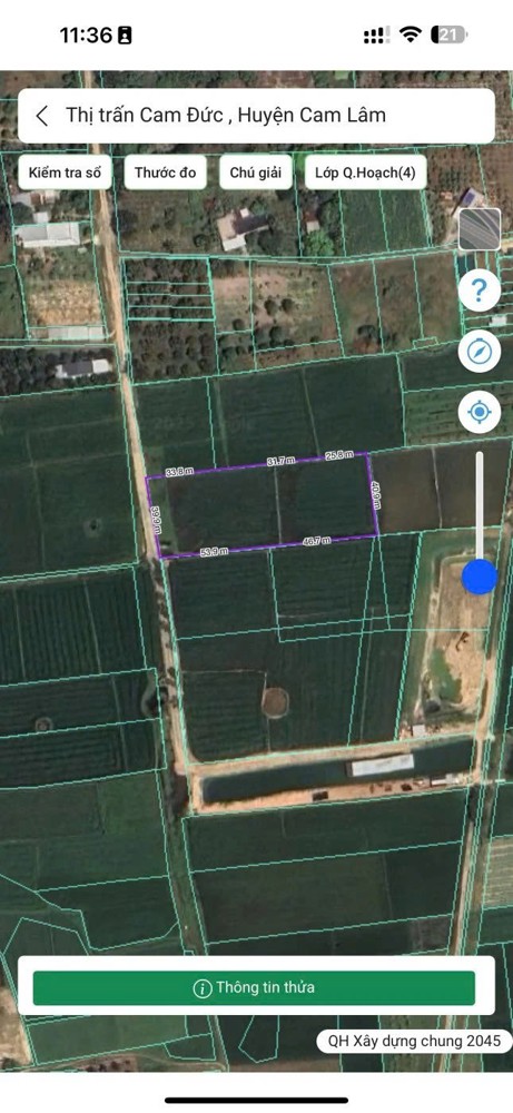 Bán Đất 4324m2 MẶT TIỀN Đường số 4 Cam Thành Bắc, Cam Lâm, Khánh Hòa (chỉ 5 triệu/m²)