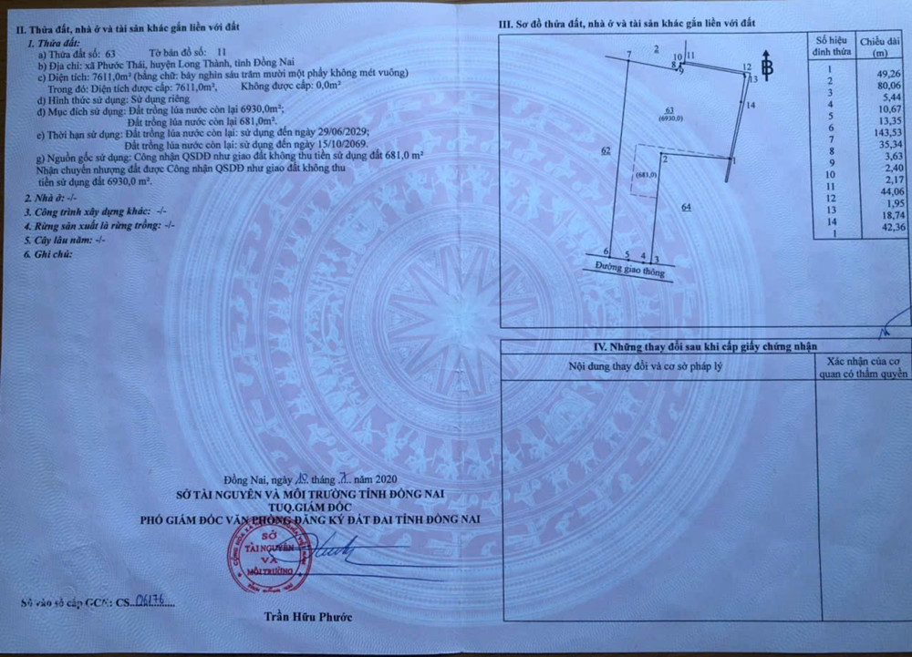 CẦN CHUYỂN NHƯỢNG 7.610m² ĐẤT THỔ CƯ – GIÁP SÂN BAY LONG THÀNH, ĐỒNG NAI