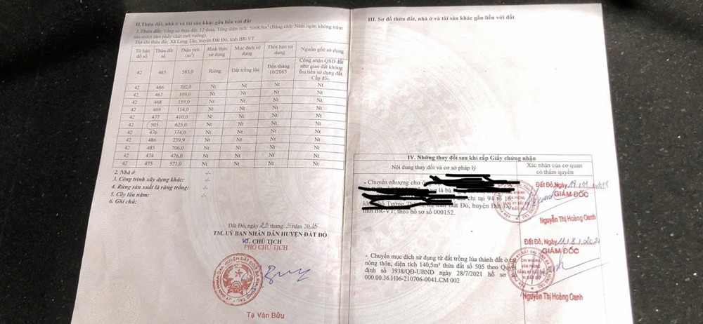 BÁN ĐẤT PHỦ HỒNG 2 MẶT TIỀN – ĐƯỜNG TỈNH LỘ 52 - TẠI LONG TÂN - VŨNG TÀU