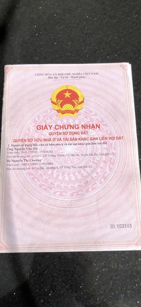 BÁN ĐẤT PHỦ HỒNG 2 MẶT TIỀN – ĐƯỜNG TỈNH LỘ 52 - TẠI LONG TÂN - VŨNG TÀU