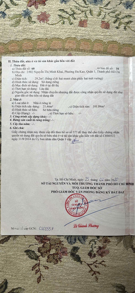 CHÍNH CHỦ BÁN NHÀ TẠI NGUYỄN THỊ MINH KHAI, BÊN NGHÉ, QUẬN 1, HỒ CHÍ MINH