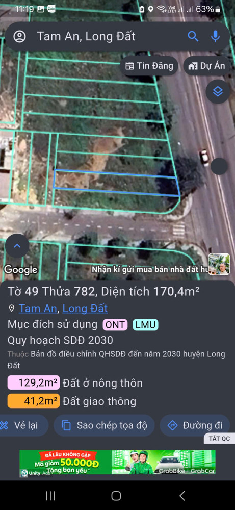 chủ có 1 lô mặt tiền trục chính xuống Long Hải