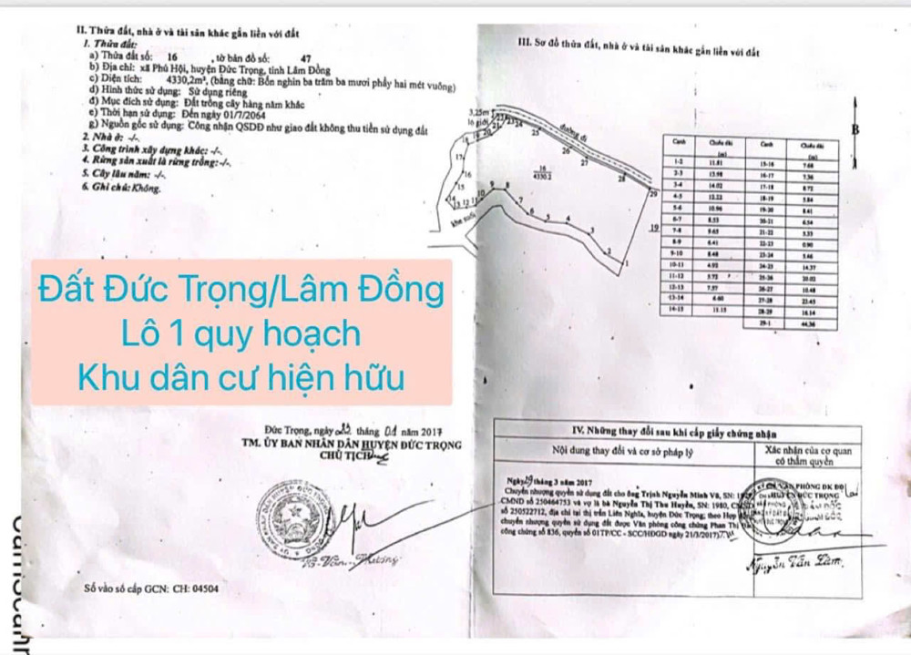 Cần Bán Lô Đất Vị Trí đẹp 1,5ha Thuộc Xã Phú Hội, huyện Đức Trọng, tỉnh Lâm Đồng