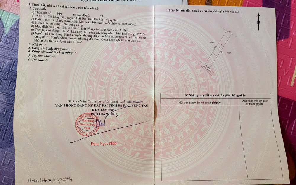 au uỷ ban xã láng dài (1km) chùa phổ đà đi vào, phía tay trái đất đi vào là khu dân cư ạ, đất đã