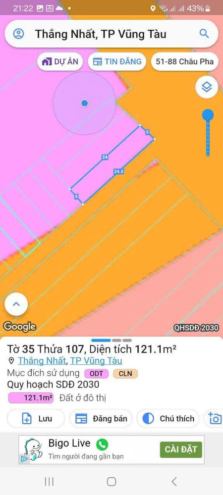 Căn nhà 1 trệt 2 lầu góc 2 MT số 248 Nguyễn Hữu Cảnh - P. Rạch Dừa
Dt : 121 m2 ( 5 x 24) Diện tích