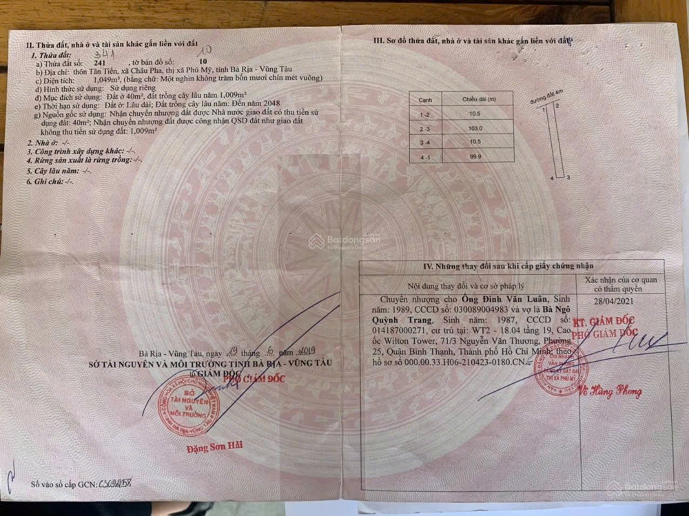 Bán lô đất 2 mặt tiền trước sau, gần hồ Châu Pha phù hợp làm nhà trọ cho thuê. Giá 2,9 triệu/m²