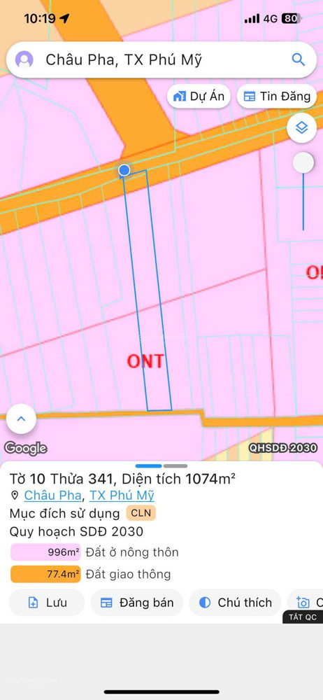 Bán lô đất 2 mặt tiền trước sau, gần hồ Châu Pha phù hợp làm nhà trọ cho thuê. Giá 2,9 triệu/m²