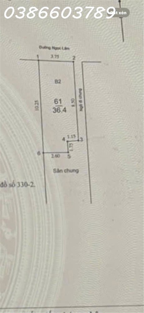 36.4m² (tầng 1) – Từ tầng 2 lên 53m² – Mặt phố Ngọc Lâm – Lô góc – 4 tầng – Mặt tiền 3.8m – giá 26
