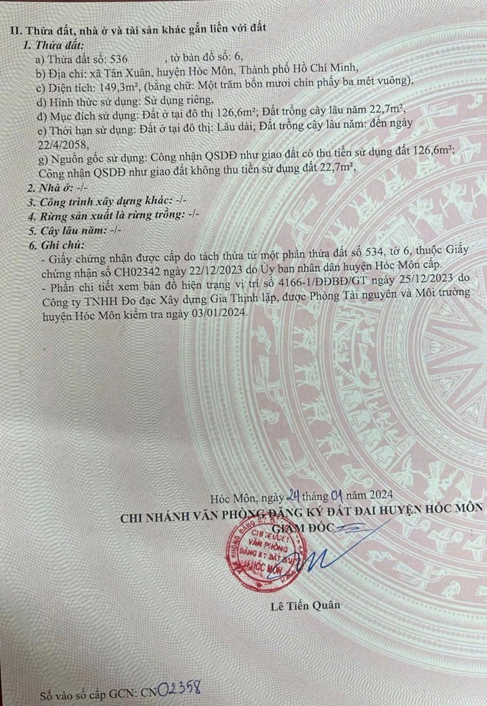 VỊ TRÍ ĐẮC ĐỊA - ĐẦU TƯ SINH LỜI - Cần Bán Lô Đất Mặt Tiền Xã Tân Xuân, Hóc Môn, HCM