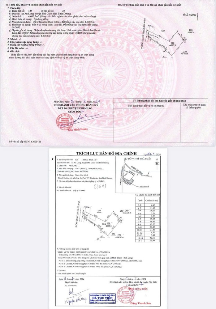 Lô Đất Đẹp - Mặt Tiền - Cần Bán Tại Xã An Long, Phú Giáo, Bình Dương