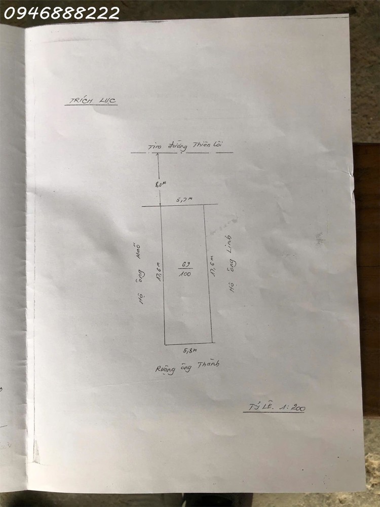 Mặt đường Thiên Lôi - Mặt tiền 5.7m vuông vắn , đang kinh doanh tốt