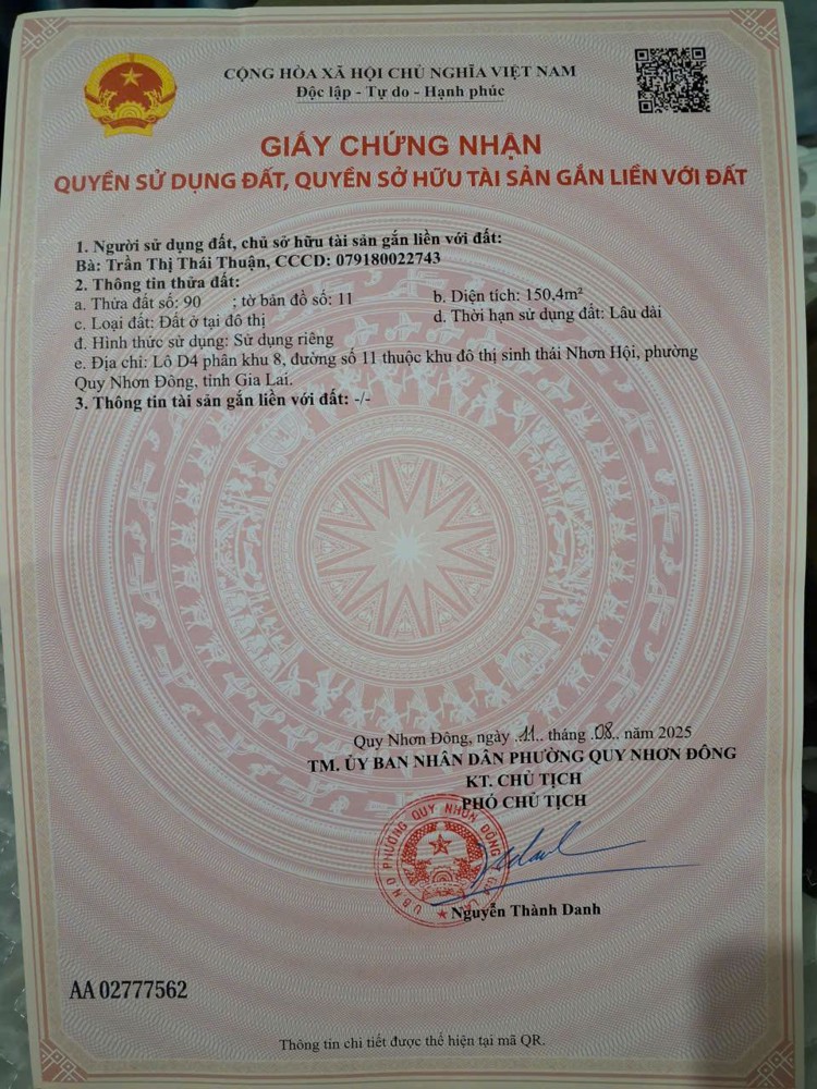 Chính chủ cần bán đất ở Đô thị- đẹp, Gía tốt -Quy Nhơn Đông , Gia Lai -2.5 tỷ