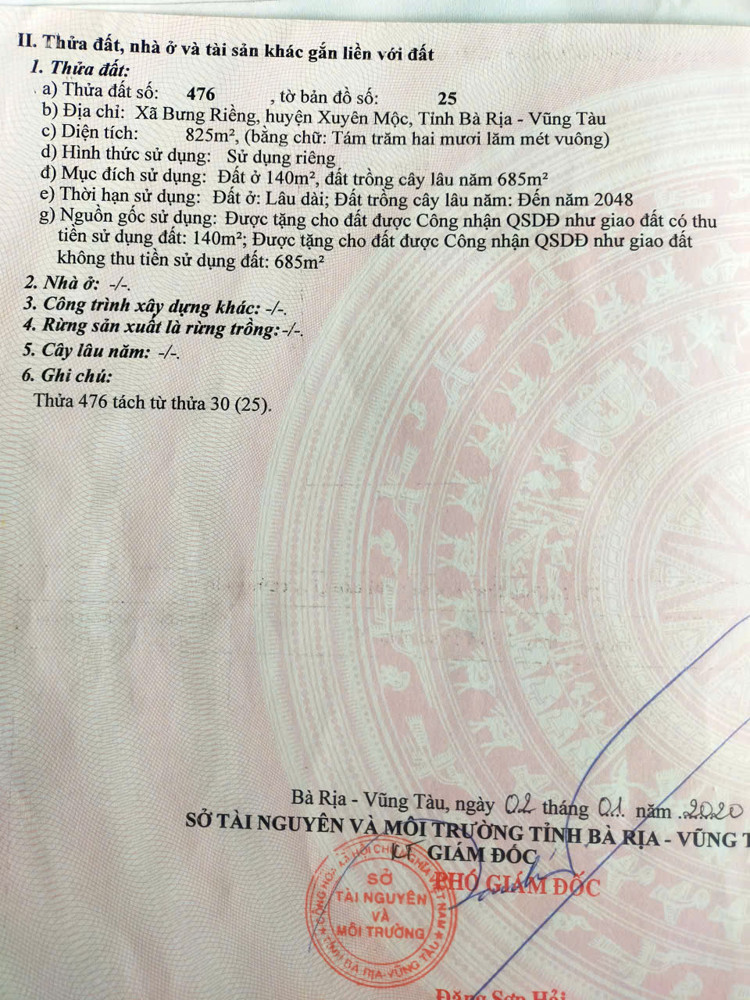 Bán lô đất nhà e đang ở  tại xã Bưng Riềng (cũ). Nay là Xuyên Mộc . TPHCM