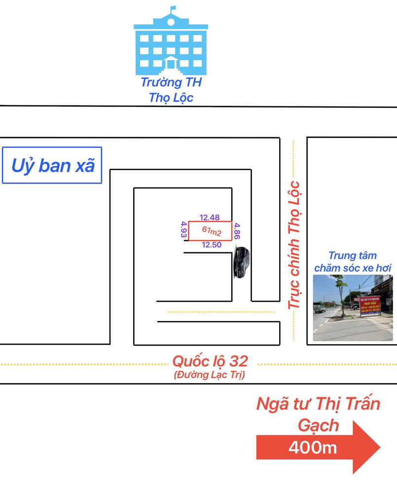 Cần bán gấp Lô góc 61m Thọ Lộc, Phúc Thọ, oto vào tận đất, chỉ hơn 2 tỷ