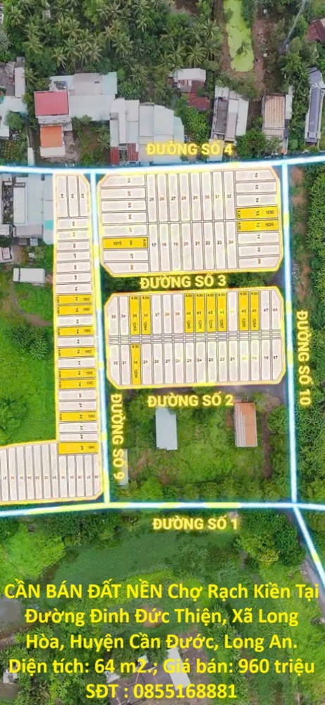 CẦN BÁN ĐẤT NỀN Chợ Rạch Kiền Tại Đường Đinh Đức Thiện, Xã Long Hòa, Huyện Cần Đước, Long An