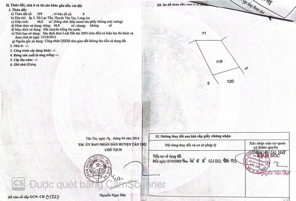 ĐẤT ĐẸP - GIÁ TỐT -  BÁN NHANH LÔ ĐẤT Mặt Tiền Tỉnh lộ 833B Xã Lạc Tấn, Tân Trụ, Long An