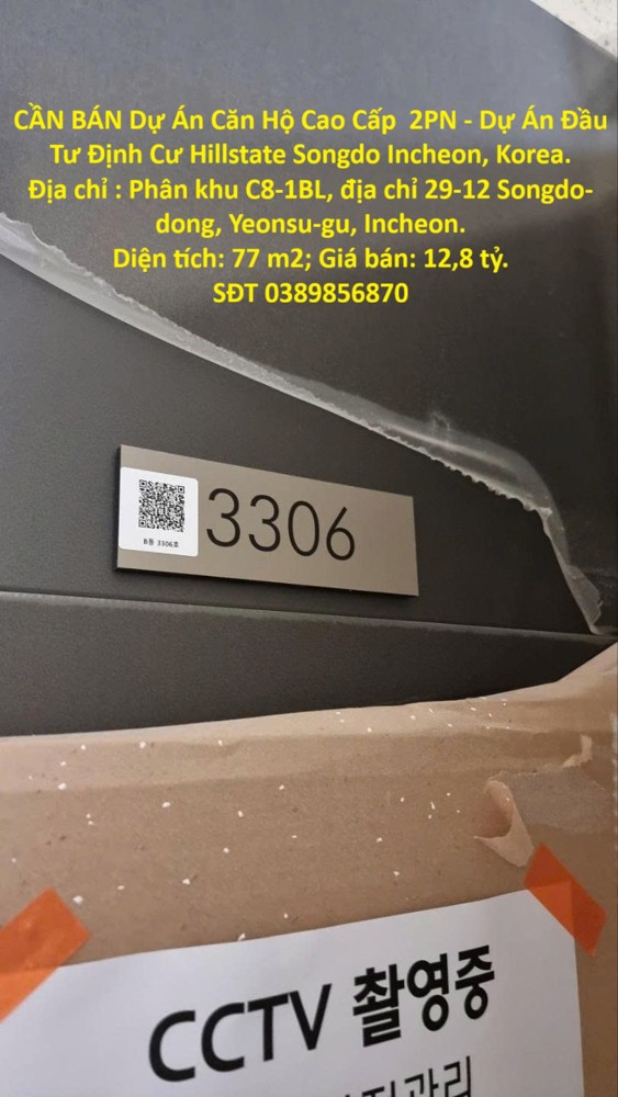 CẦN BÁN Dự Án Căn Hộ Cao Cấp  2PN - Dự Án Đầu Tư Định Cư Hillstate Songdo Incheon, Korea