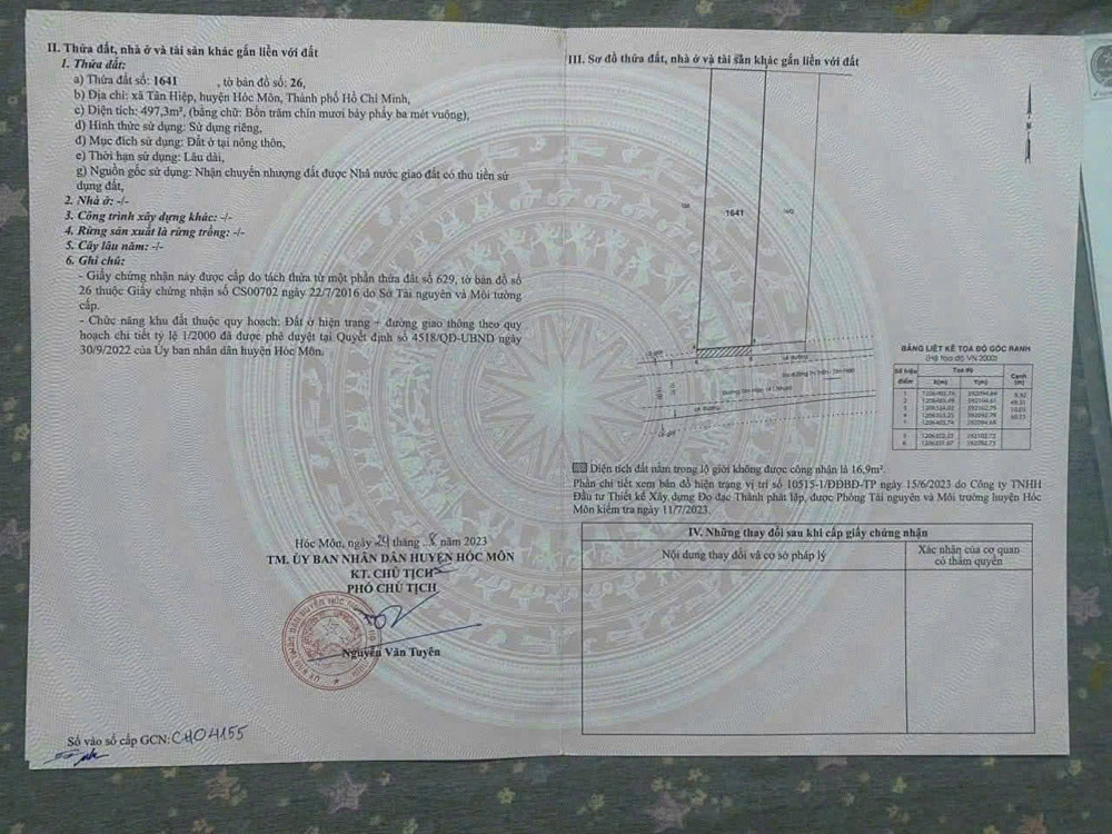 ĐẤT (20x50) FULL THỔ CƯ - MẶT TIỀN HT14, XÃ TÂN HIỆP, HÓC MÔN CHỈ 23.5 TỶ