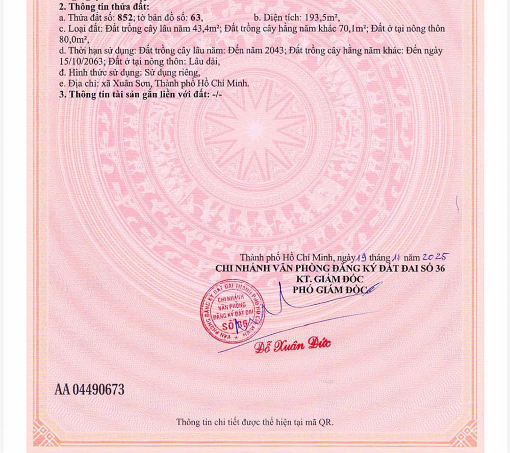 Đường Nhựa - Xuân Sơn .Khu Dân Cư . ✌✌✌: Với Diện Tích Ngang 5X40 Có 80 Thổ Cư . Giá Chỉ 570Tr