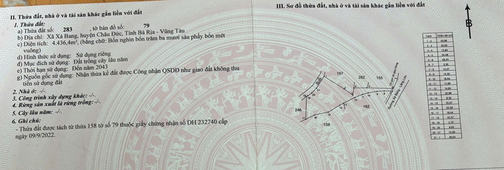 CHỦ CẦN BÁN GẦN 6 SÀO GẦN NHÀ THỜ ĐỨC HIỆP - LÁNG LỚN CHÂU ĐỨC BRVT