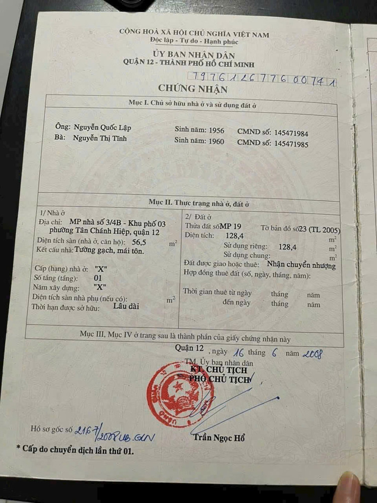 Nhà (5.5X23) Mặt Tiền Tân Chánh Hiệp 26, Q12 - Đang Cho Thuê 18Tr/tháng!