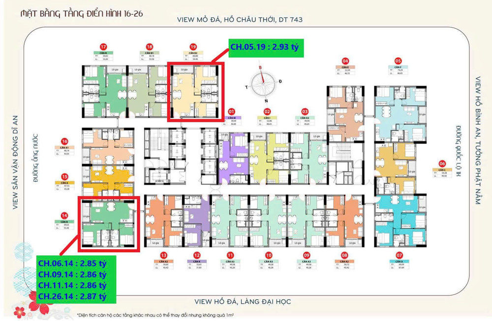 Bcons Asahi - 2 phòng ngủ góc - giá full 2.8 tỷ - hàng chính chủ