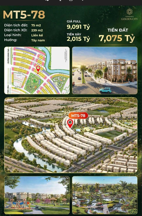 🌟 LIỀN KỀ 4 TẦNG – MT5-78  VINHOMES GOLDEN CITY