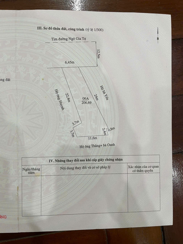Bán gấp nhà mặt đường Ngô Gia Tự – 206m², mặt tiền 6.45m, giá rẻ 90tr/m²