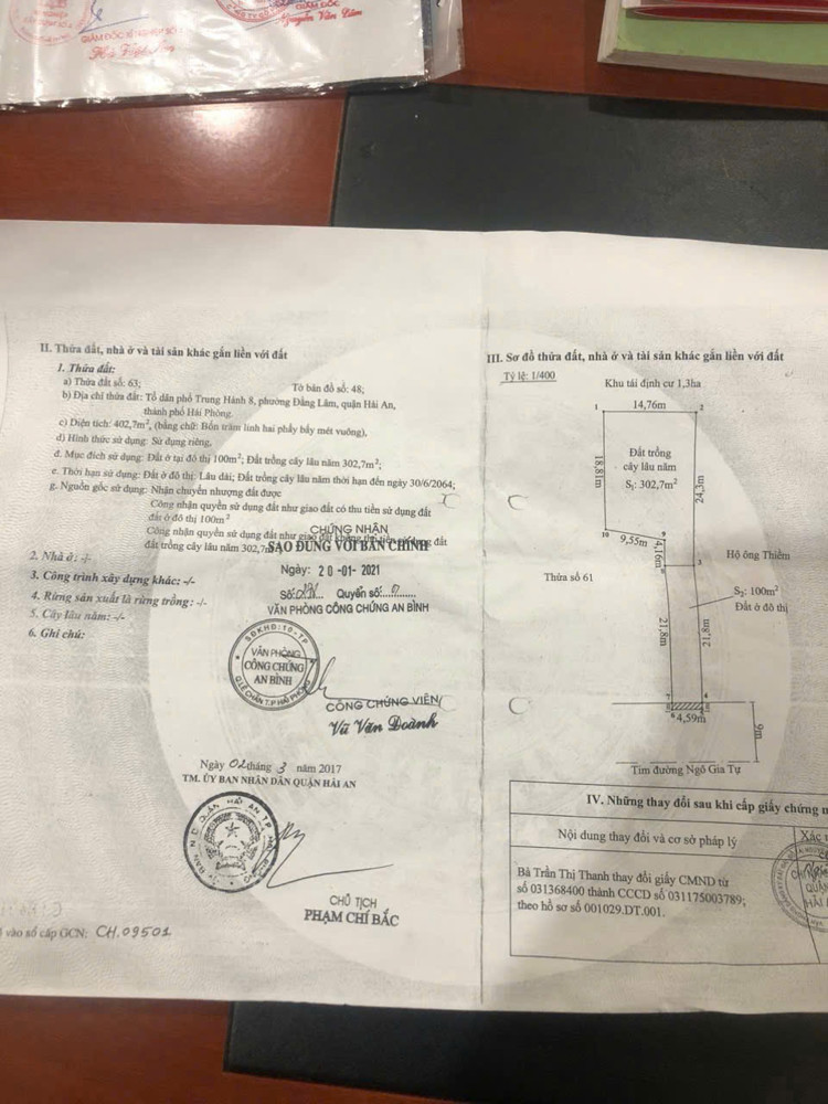 Bán đất Ngô Gia Tự, 505m trong đó 203m đất ở, 302m trồng cây giá chỉ 40  tỷ