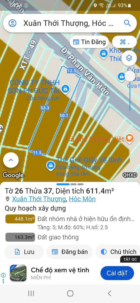 BÁN ĐẤT TẶNG NHÀ (12x51) MẶT TIỀN PHAN VĂN HỚN – GIÁ CHỈ 40.2 TỶ TL!