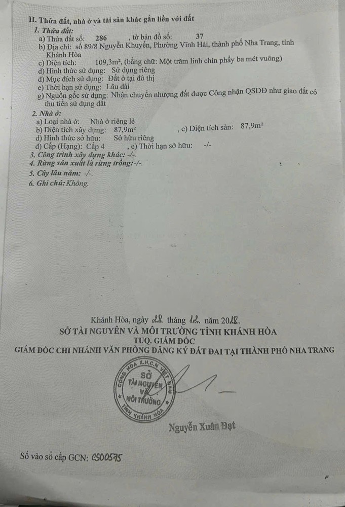 BÁN NHÀ KÈM DÃY TRỌ HẺM NGUYỄN KHUYẾN - VĨNH HẢI