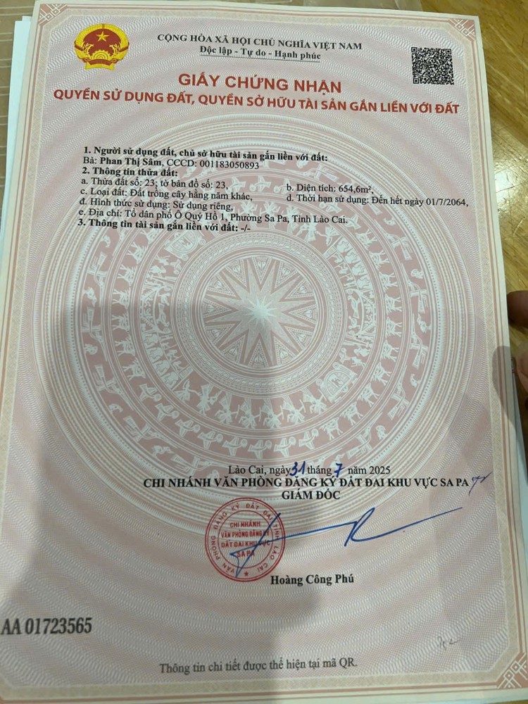 ĐẤT ĐẸP - GIÁ TỐT -  Bán Đất P. Ô Qúy Hồ 1 , SaPa, Lào CAI