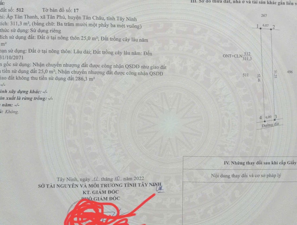 ĐẤT ĐẸP - ĐẦU TƯ SINH LỜI - Chính Chủ Cần Bán Tại  Xã Tân Phú, Tân Châu, Tây Ninh