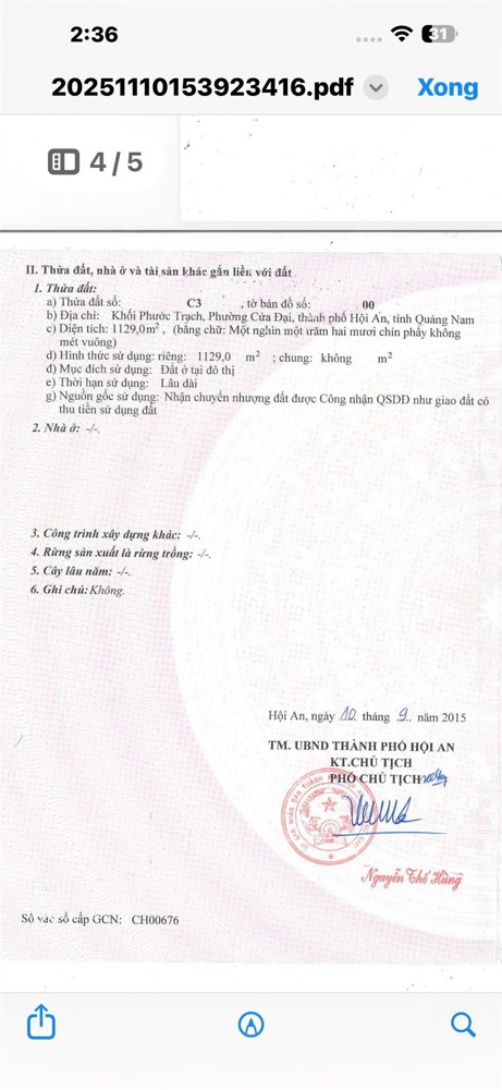 ĐẤT ĐẸP – GIÁ TỐT - CẦN BÁN LÔ ĐẤT KĐT Phước Trạch - Phước Hải ,Hội An, Quảng Nam