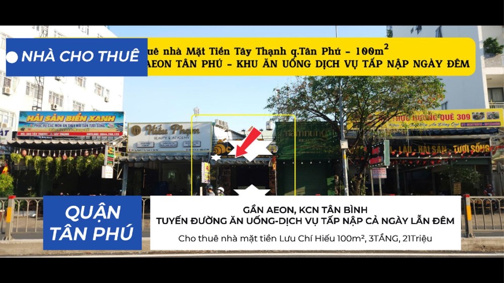 Cho thuê nhà Mặt Tiền Tây Thạnh 108m² - CẠNH AEON - KHU ĂN UỐNG-DỊCH VỤ SẦM UẤT
