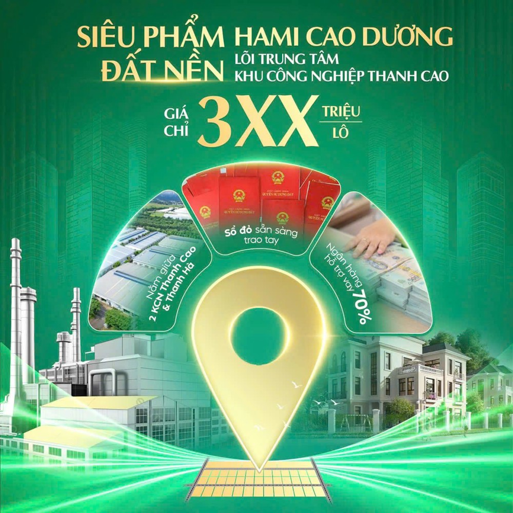 🔥 ĐẤT NỀN LÕI KCN Cao Dương – GIÁ CHỈ 3XX TRIỆU/LÔ