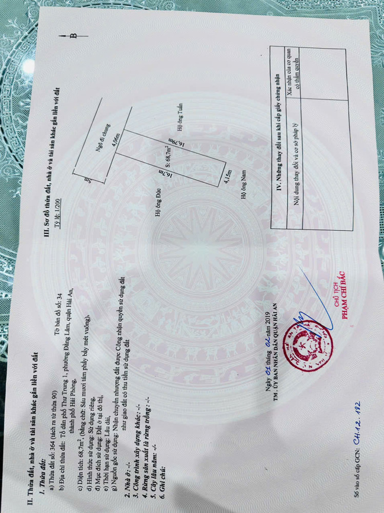 Bán đất tặng nhà 1 tầng mặt đường Thư Trung, Đằng Lâm, Hải An, ô tô đỗ trong nhà